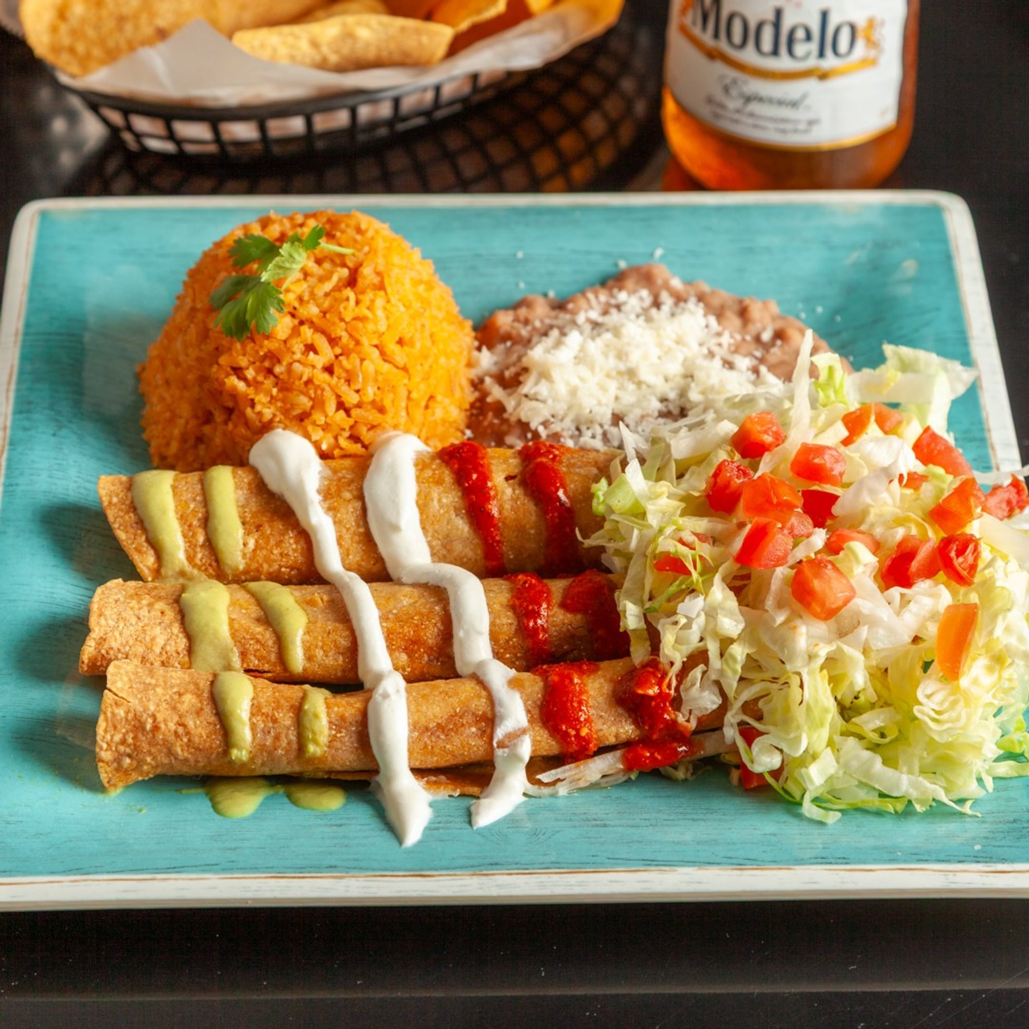 P. Chicken "Mexican Flag" Flautas / Flautas de Bandera Pollo