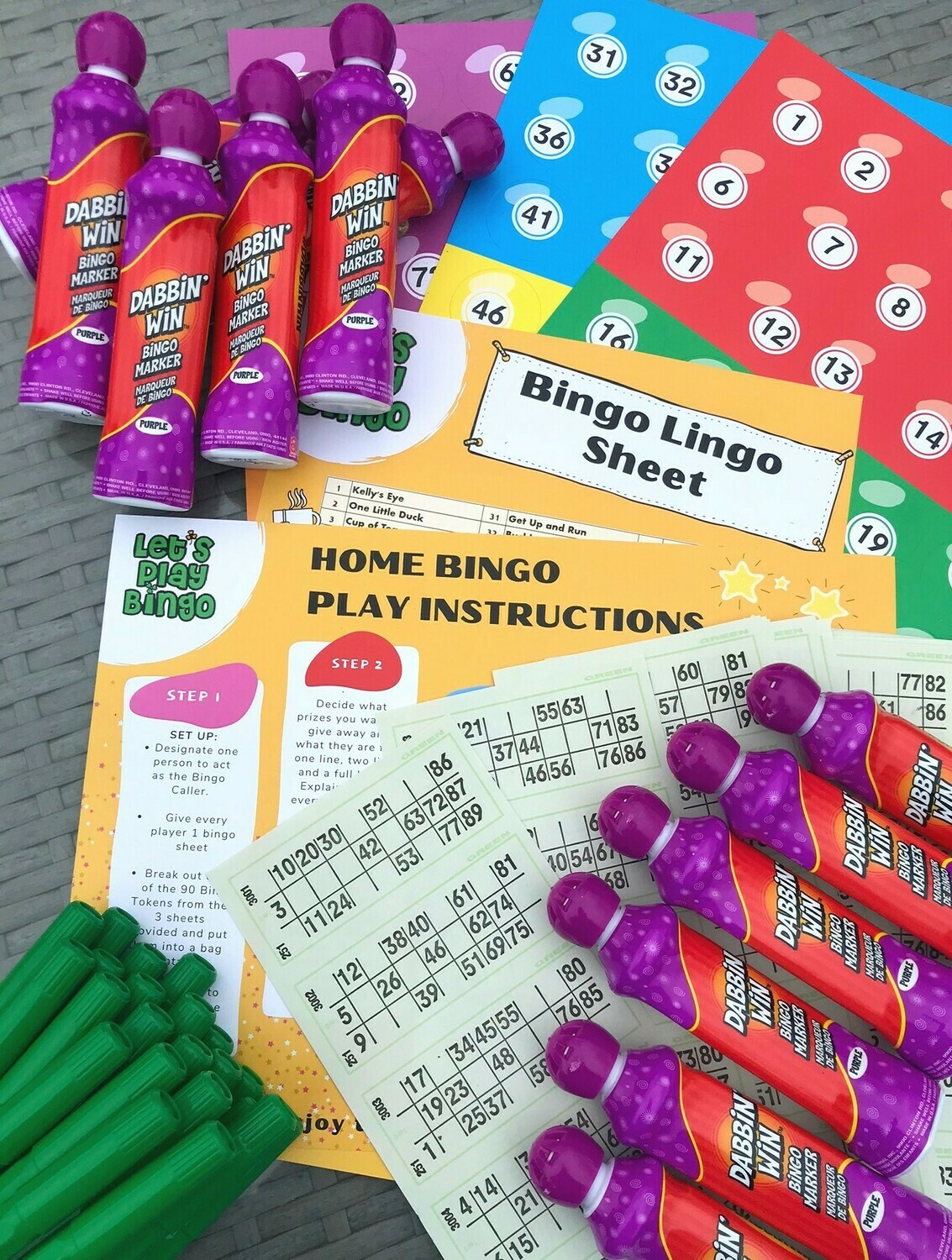 HOME BINGO KIT + 12 DABBERS & 20 MARKERS
