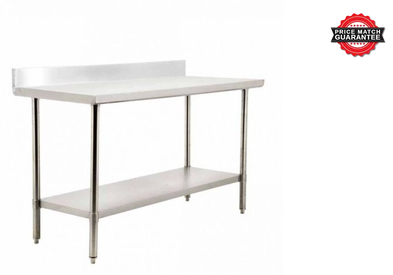 Zanduco 24" x 36" Heavy Duty All Stainless Steel Worktable with Backsplash and Undershelf