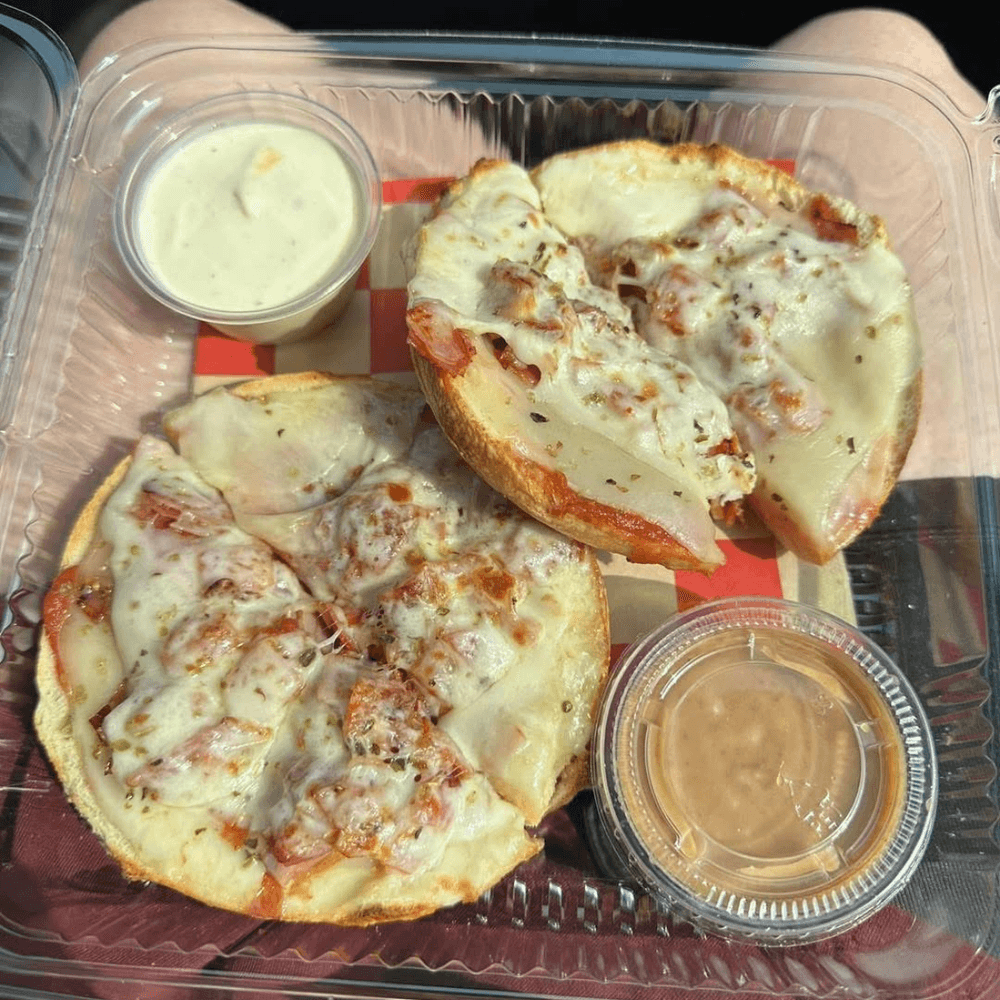 Pizza Bagel on Mozzarella Bagel