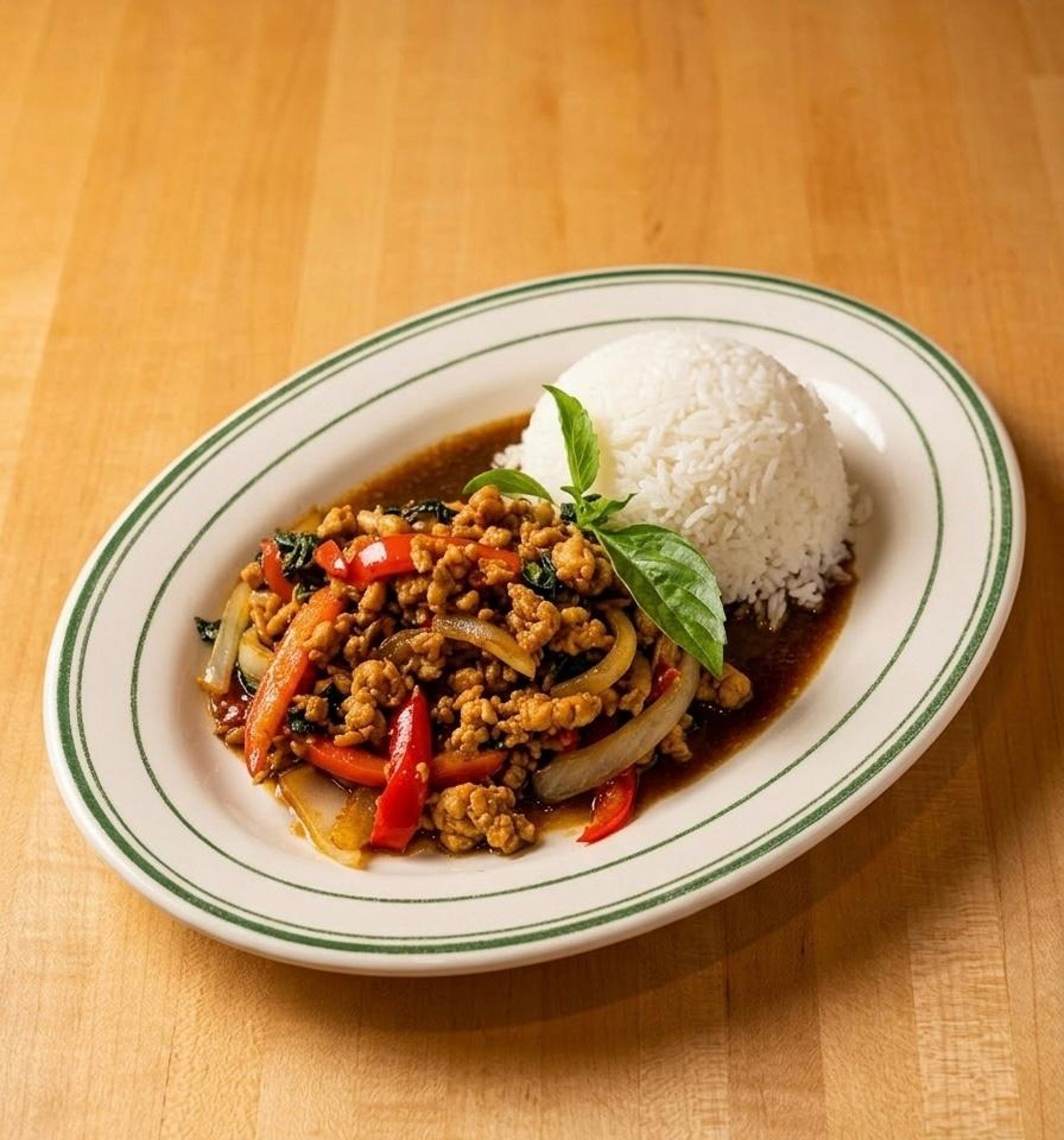 Spicy Basil Chicken with Rice
