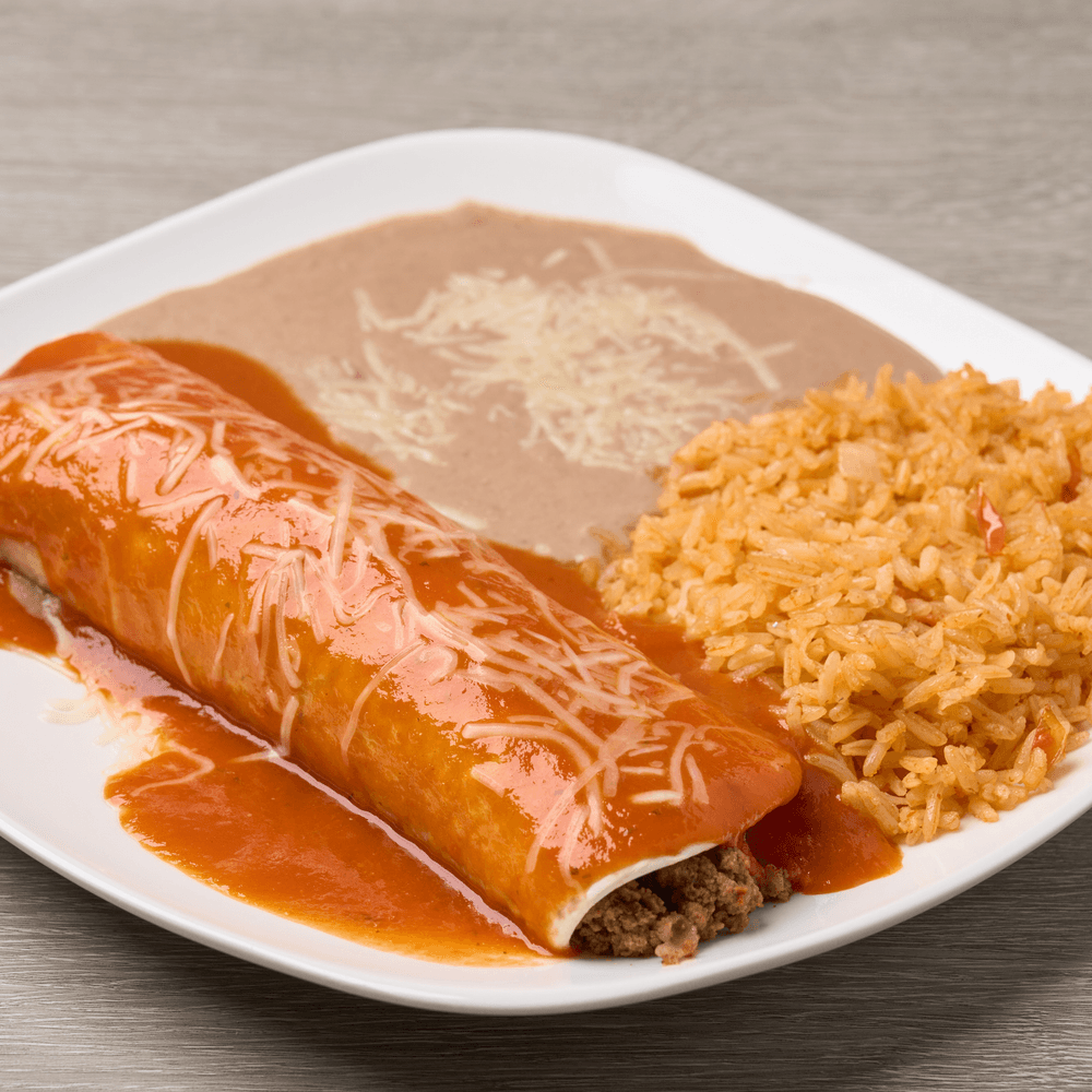 Burrito, rice & beans lunch