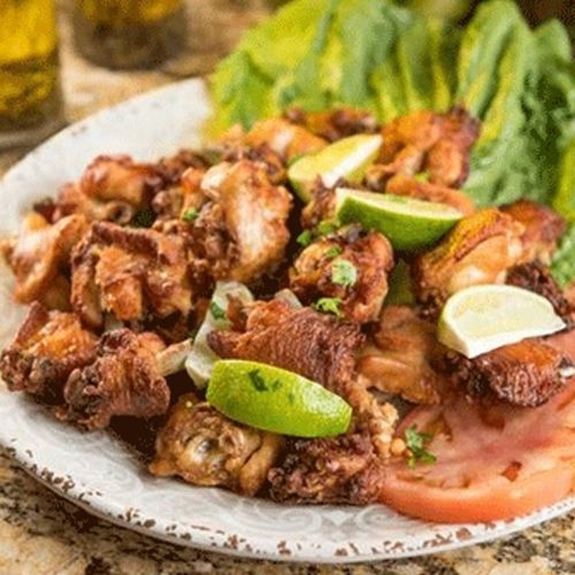 Fried diced chicken “not breaded” . Frango a Passarinho