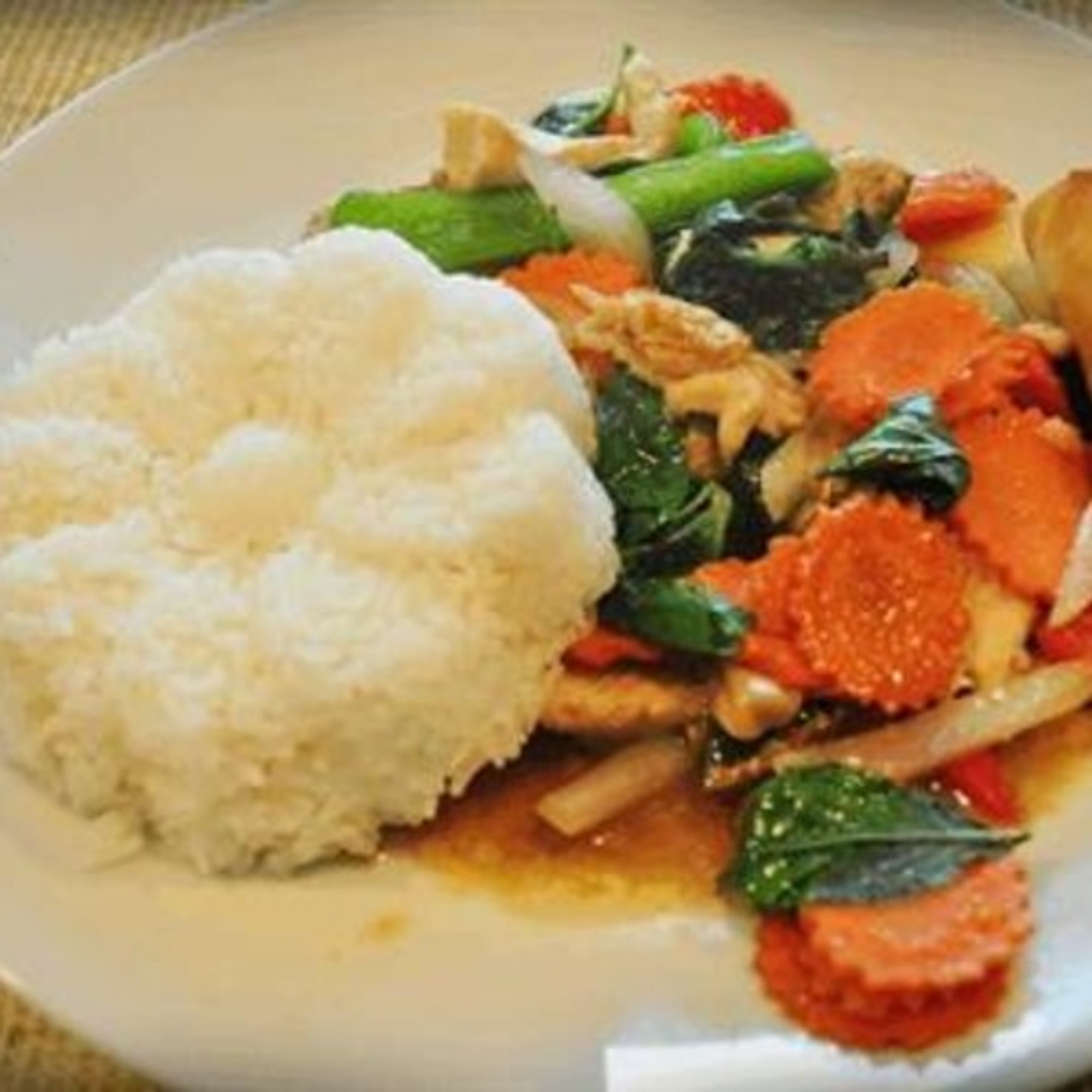 Lunch Stir Fried Spicy Basil