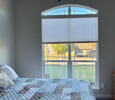 The best part of waking up? It's not your coffee cup! It's waking up in a bright, fresh bedroom like this one from Fort Gibson! Our Cellular Shades are perfect for creating that beautiful bright look!  BudgetBlindsOwasso  FreeConsultation  WindowWednesday  FortGibsonOK  CellularShades