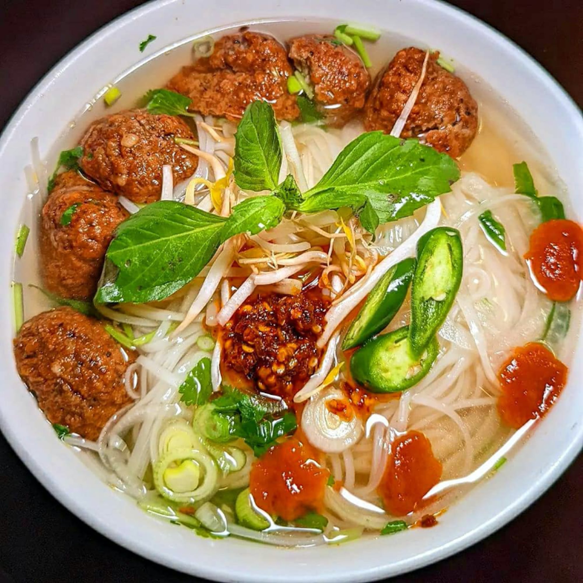 18. Vegan Meatball and Rice Noodle Soup