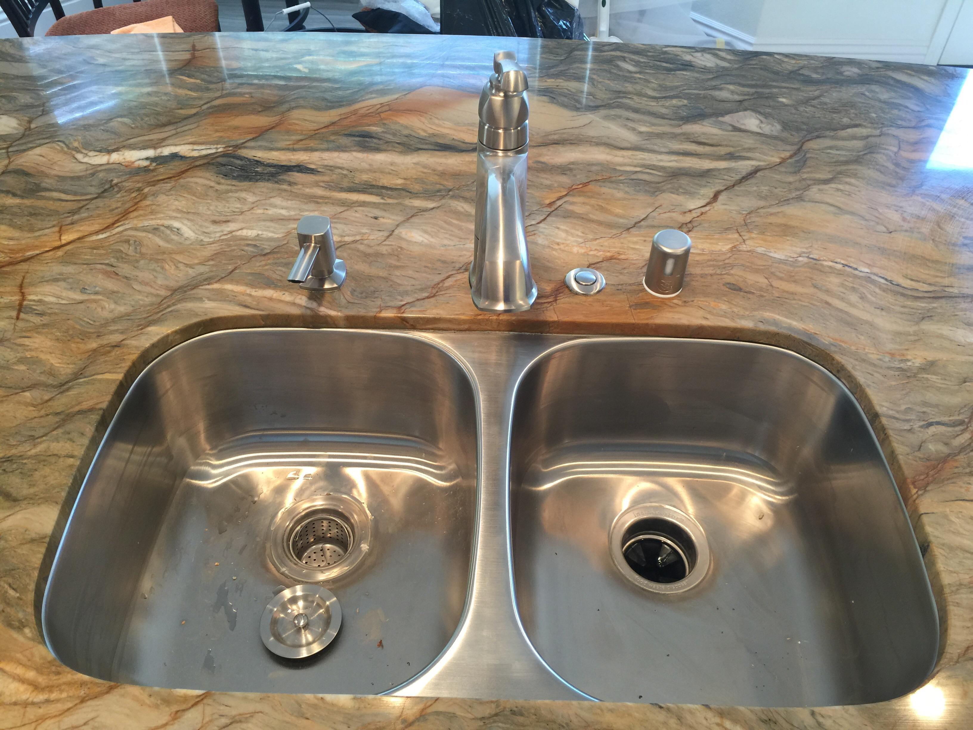 install under mount stainless steel sink with faucet and other fixtures