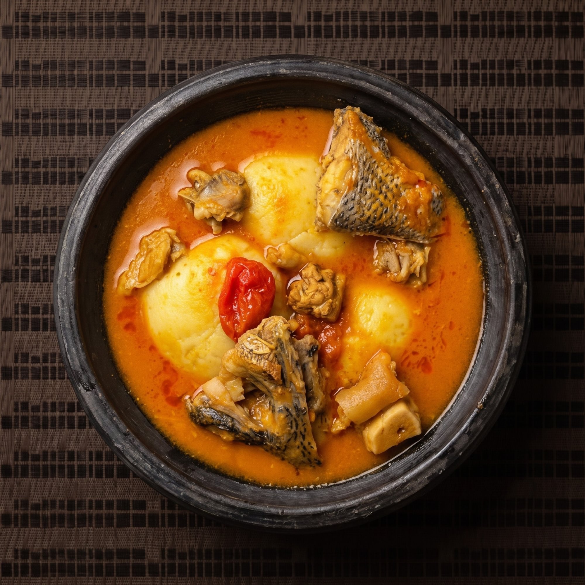 Plantain Fufu with Chicken Light Soup