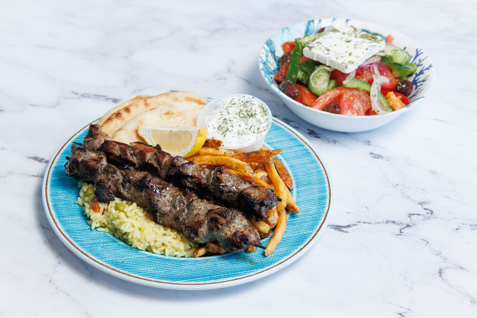 PORK SOUVLAKI PLATE (2 pcs)