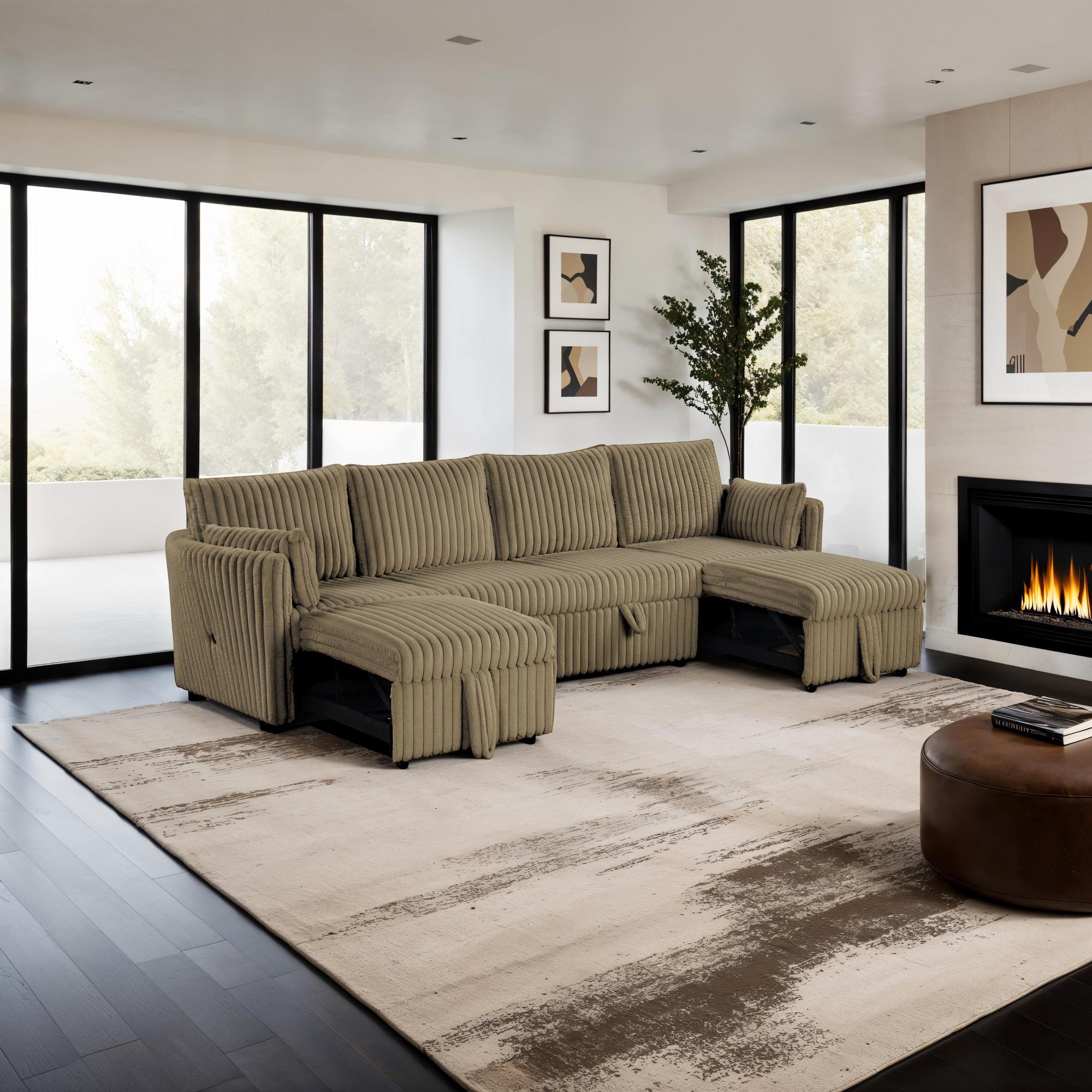 Denholme Sectional Sofa Sleeper - Brown