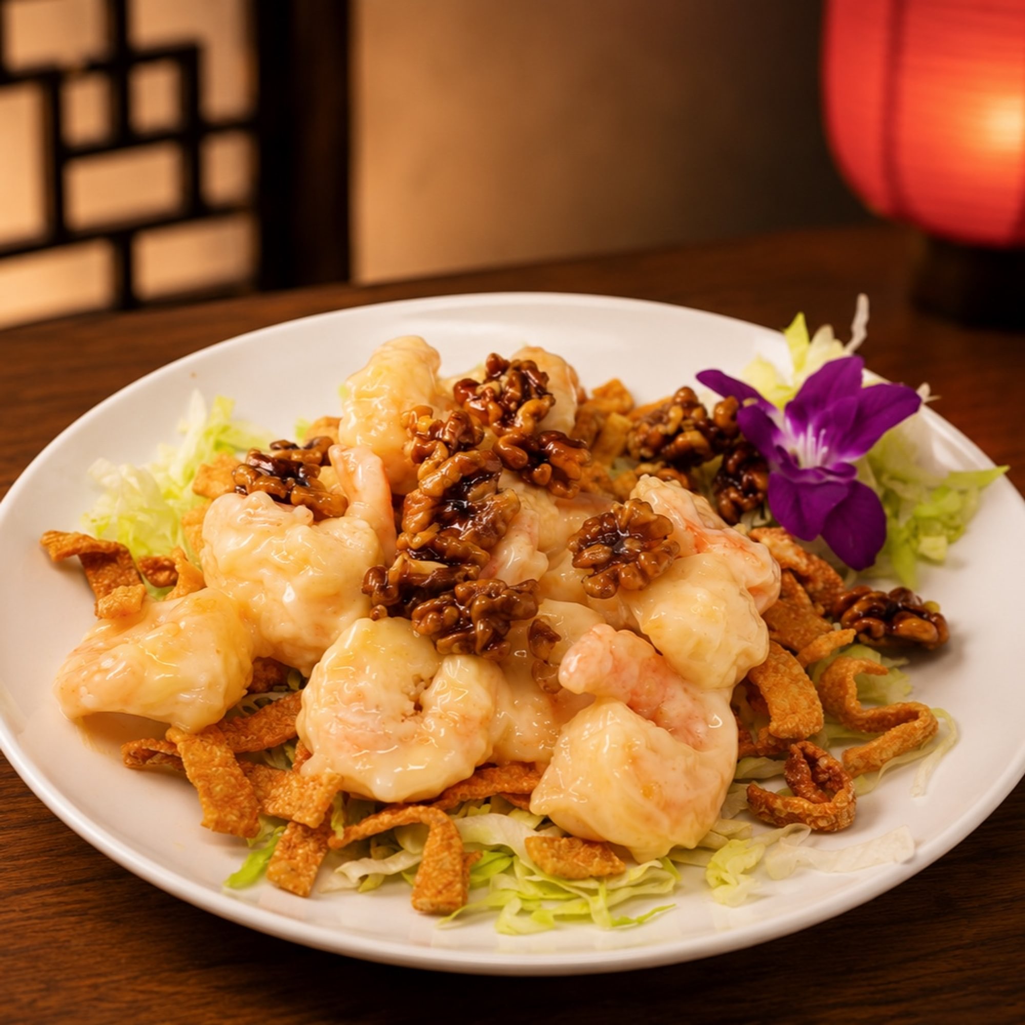 Shrimp with Walnut in Special Sauce