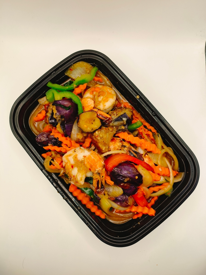 Spicy Chinese Eggplant with Shrimp