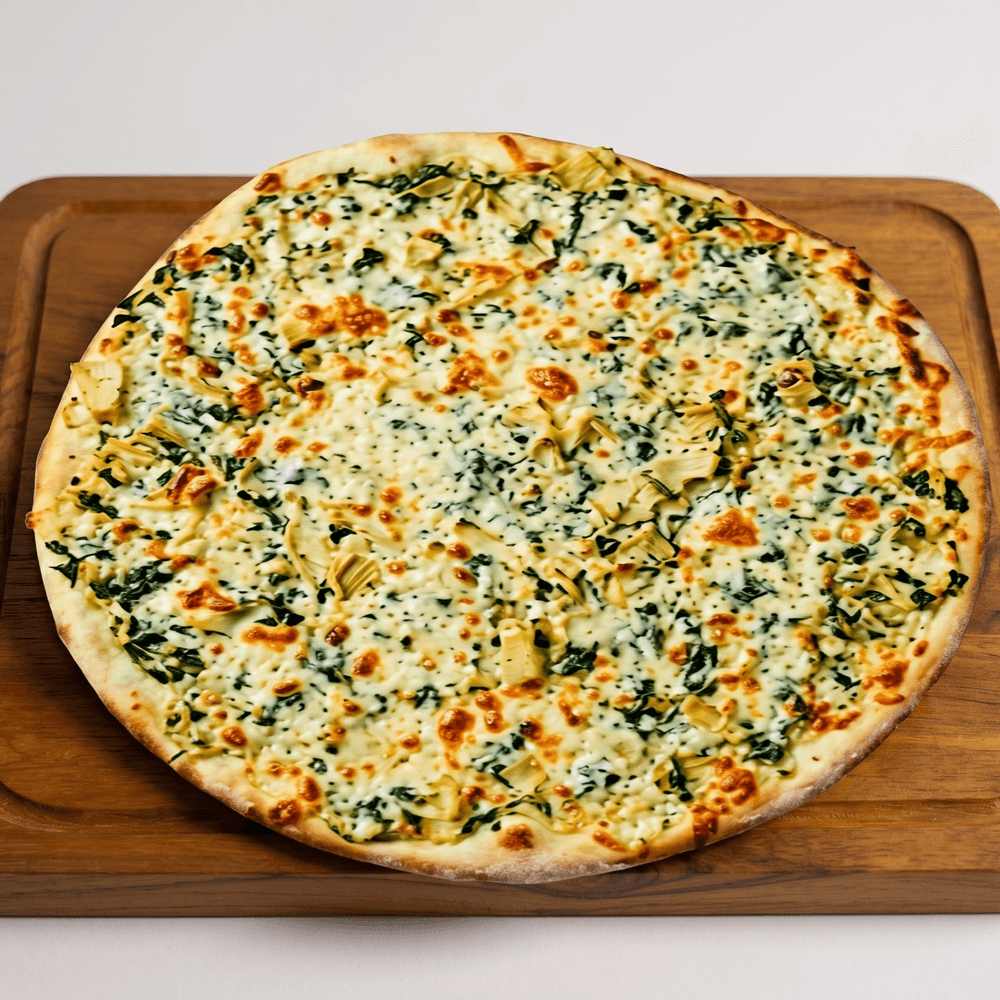 Thin Crust Spinach & Artichoke Pizza