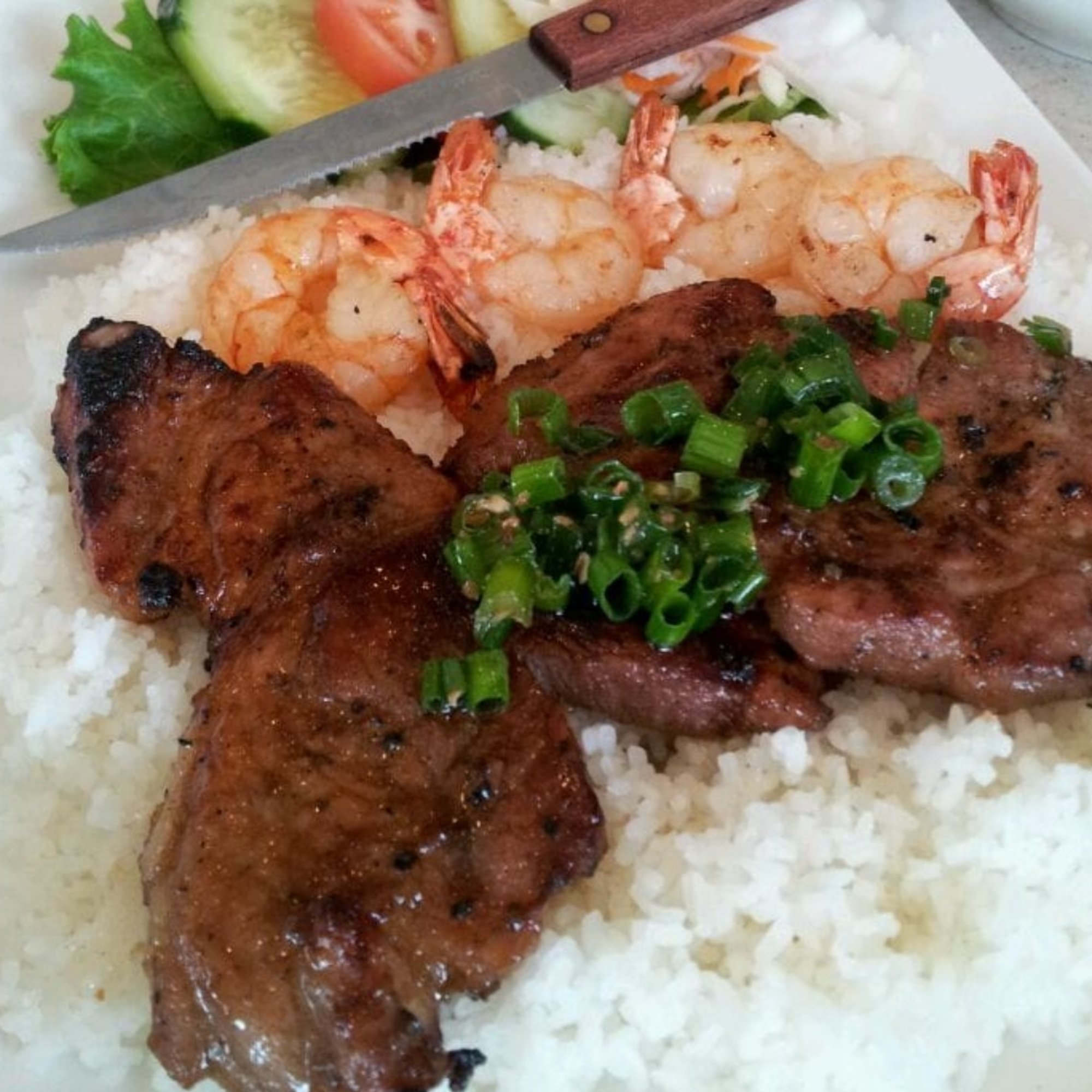 Grilled Pork Steak & Shrimp