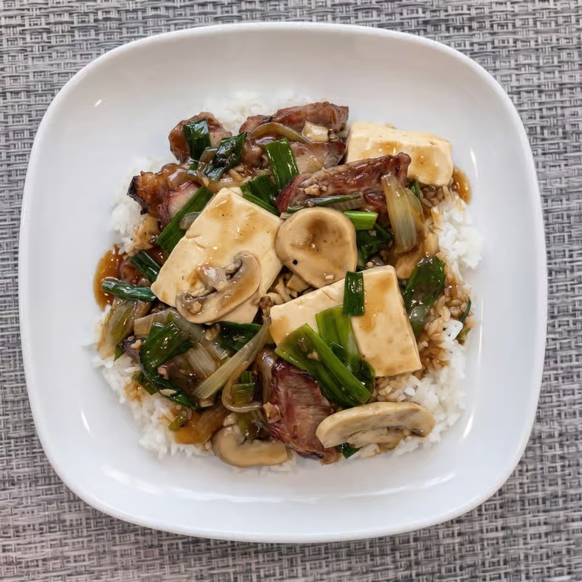 BBQ Pork with Tofu on Rice / 豆腐叉燒飯