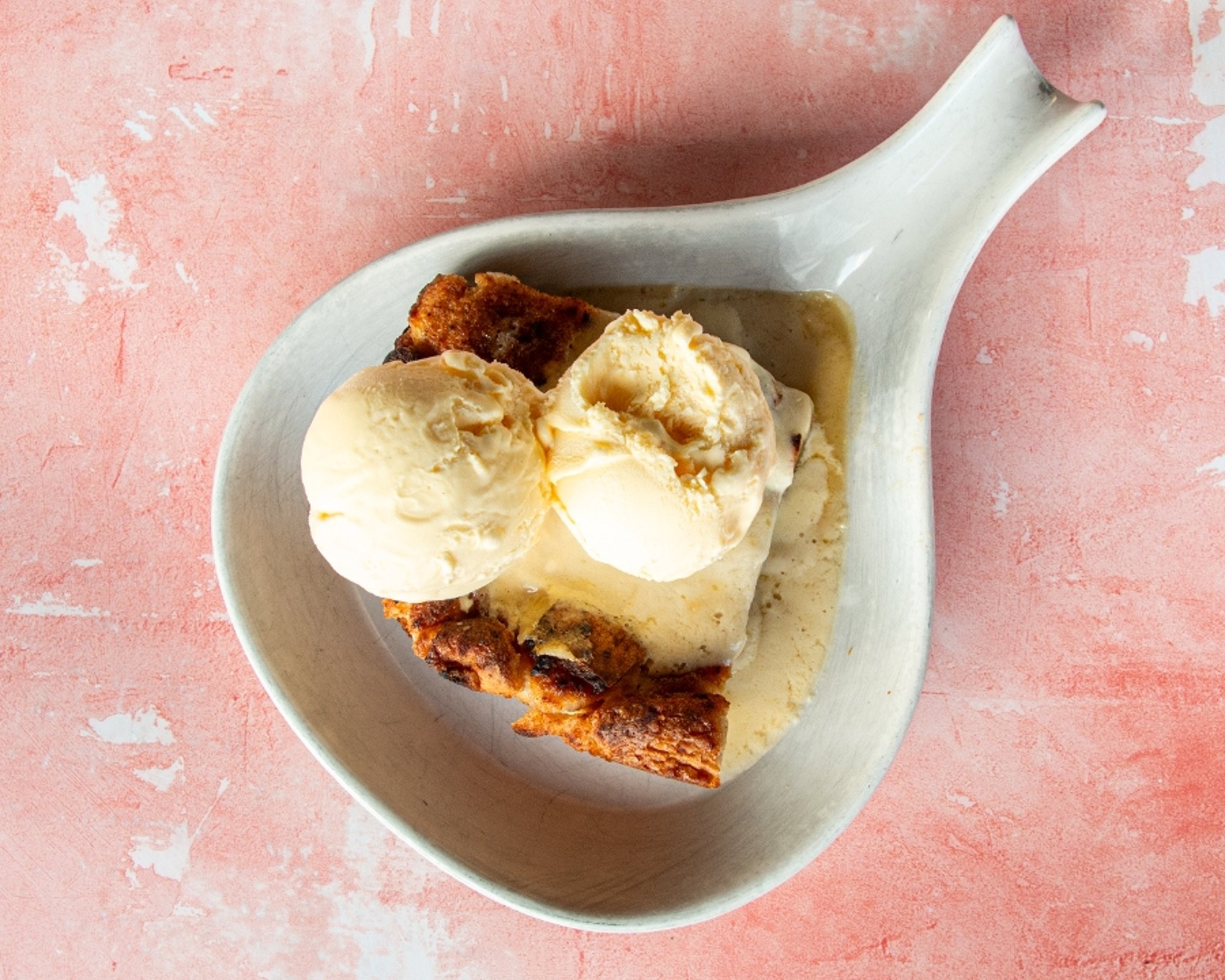Bread Pudding with Ice Cream