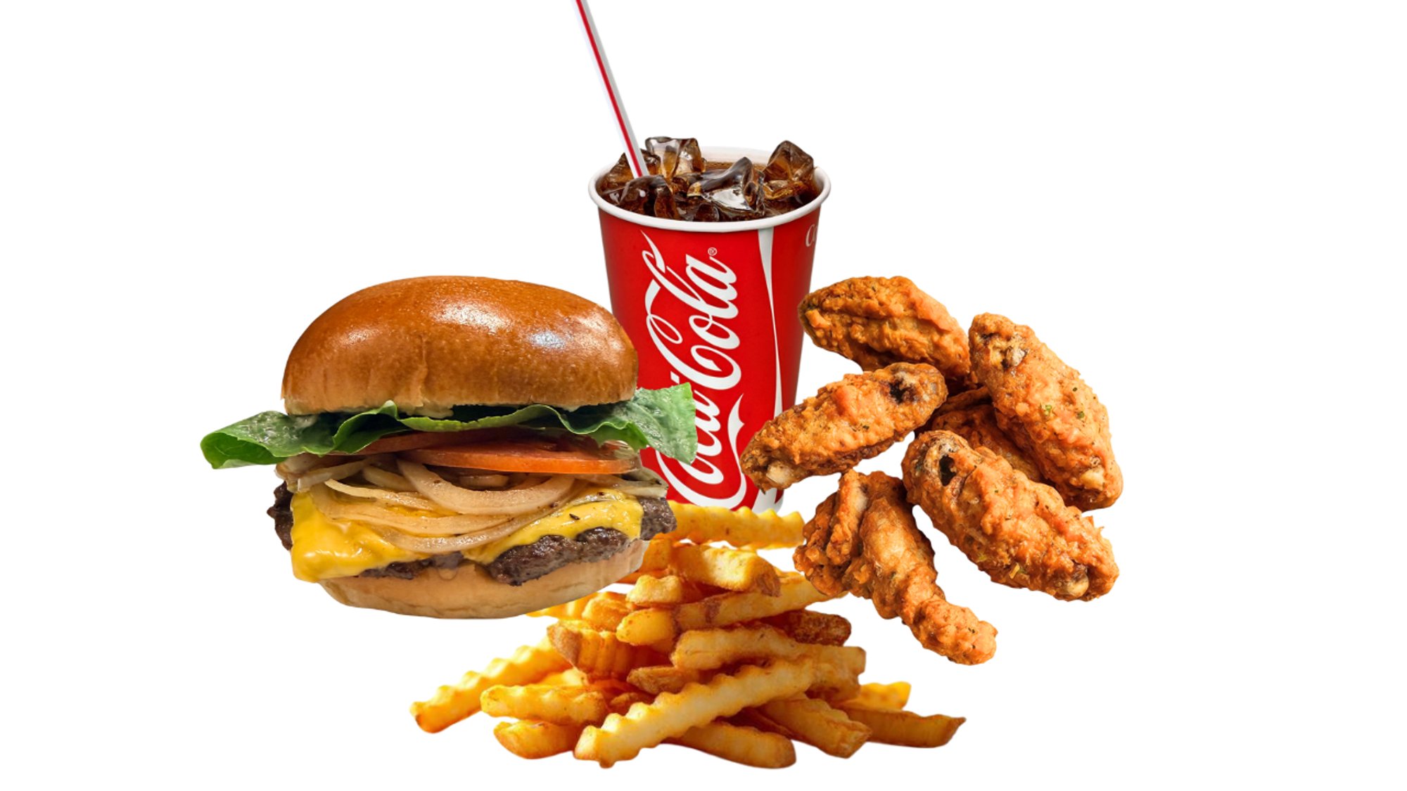 $17 DEAL - BYO Smashburger, 5 Wings, Fries & Drink Combo