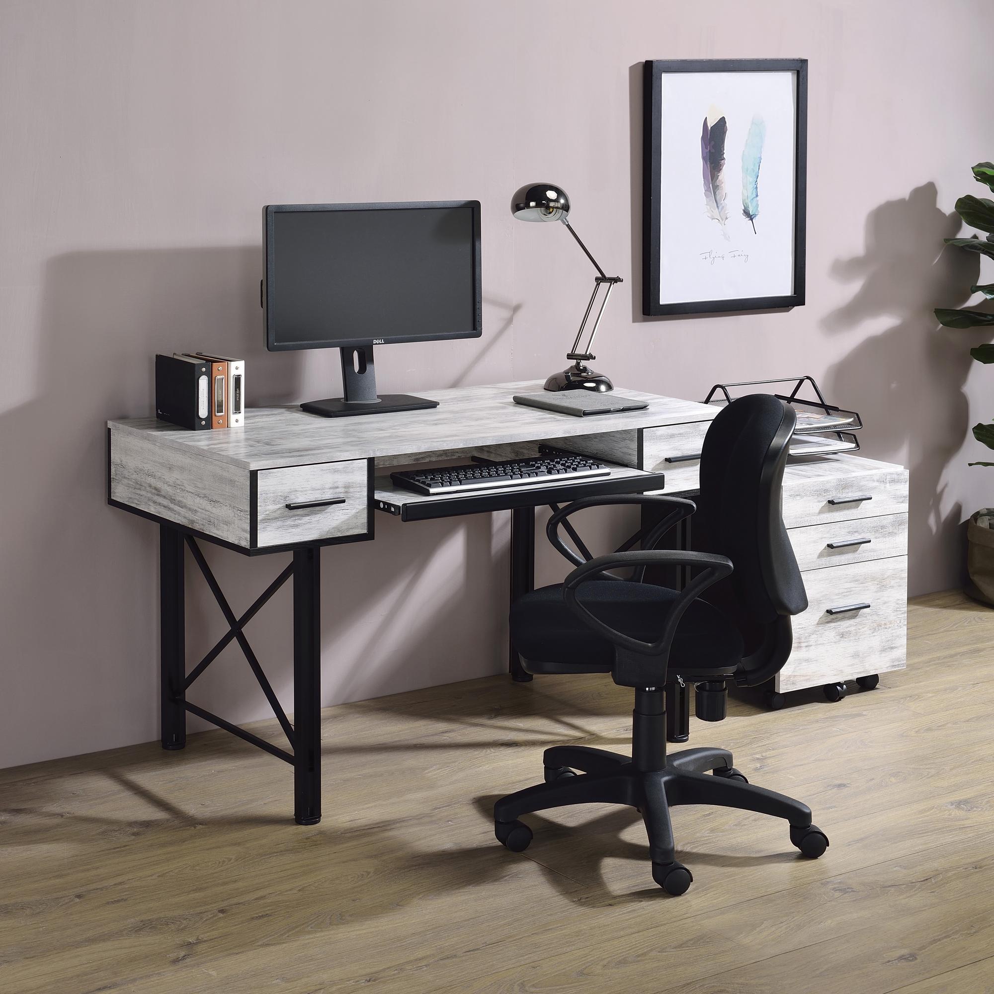 Setta Desk - Antique White and Black