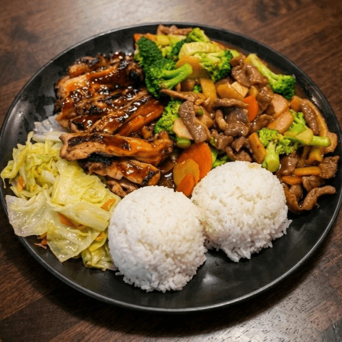 Teriyaki Chicken with Broccoli Beef