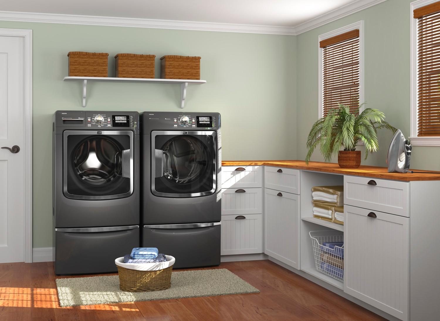 This is a successful laundry appliance install we did for a long time customer who decorated the room after the install was complete for our after photo!