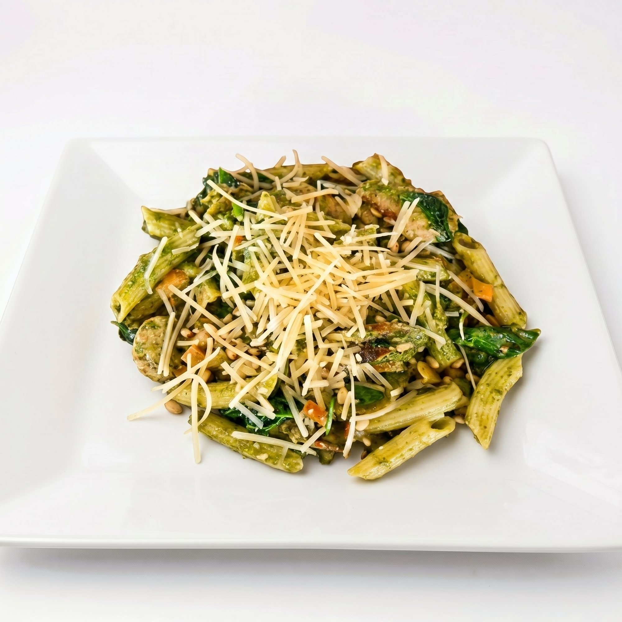Spinach Pesto Penne with Chicken Sausage