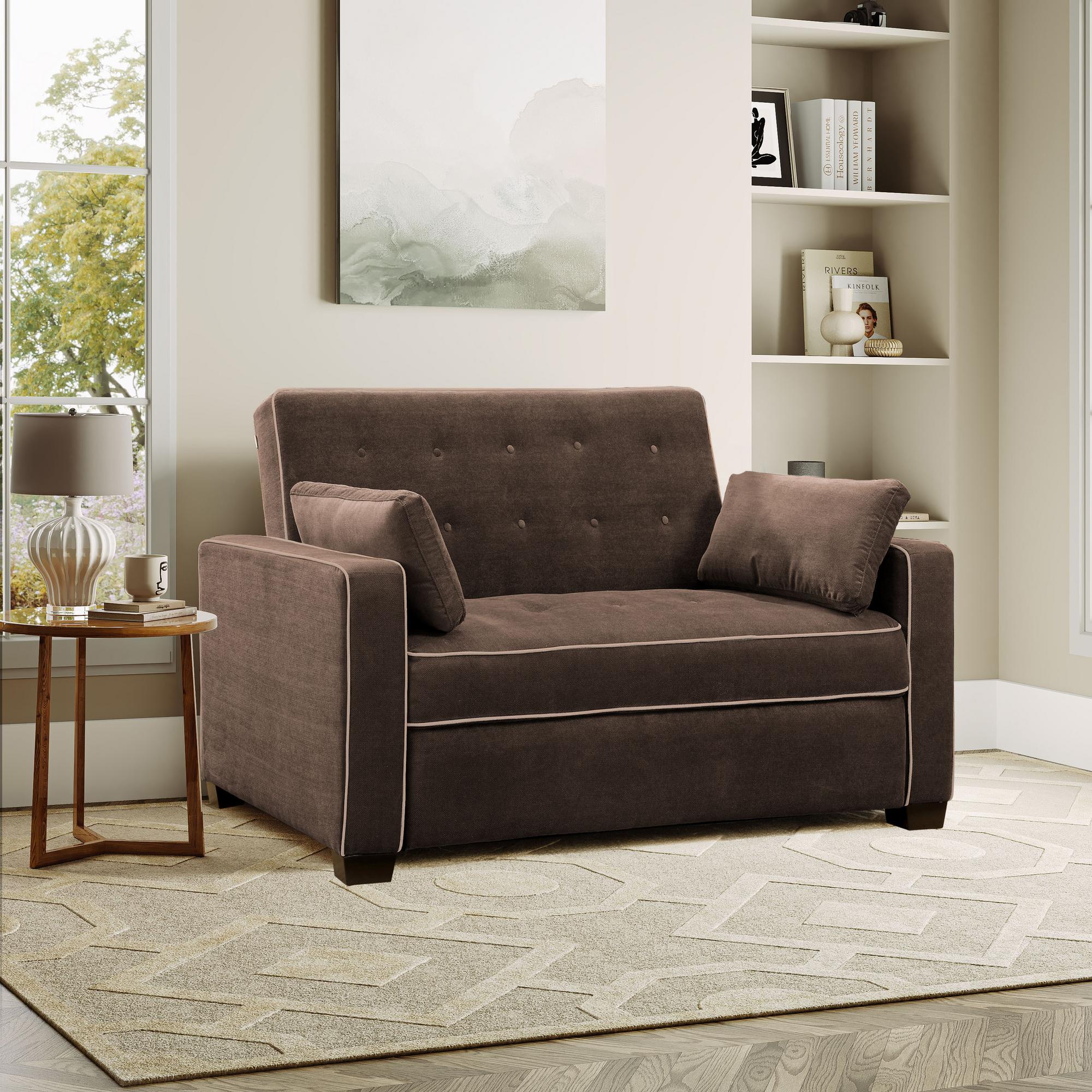 Augustine Queen Convertible Sofa - Java Brown