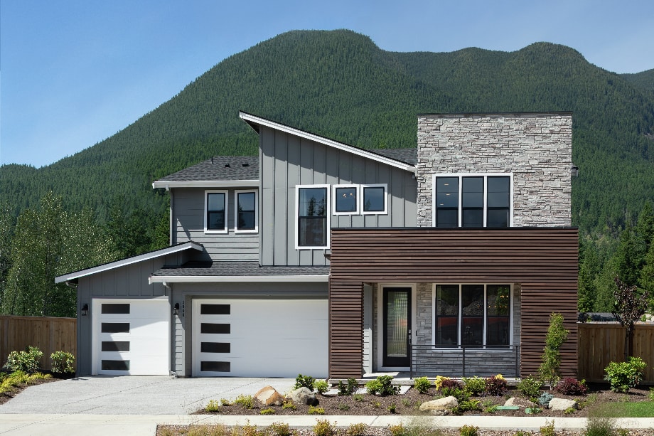 Varied architecture and Mount Si views throughout the community