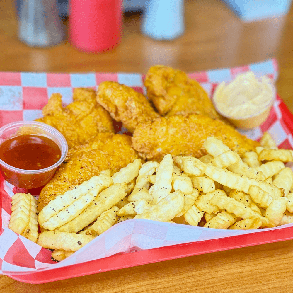 Milan's Honey Hot Chicken Strips (5 pc) and Fries