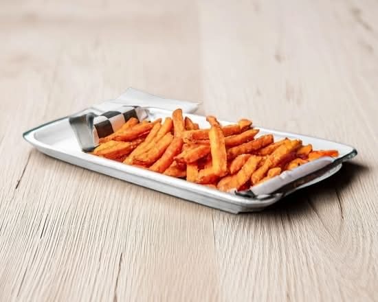 Hangry hotdog with SWEET potato fries and soda