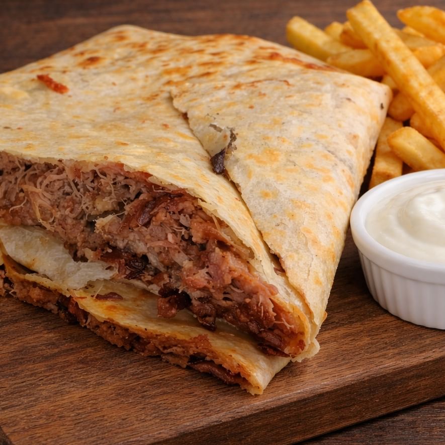 Pulled Pork Quesadilla with Fries