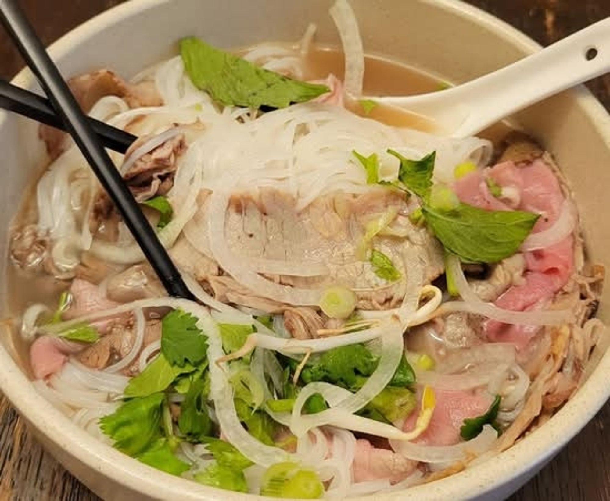 7. Rare Steak, Flank, and Rice Noodle Soup
