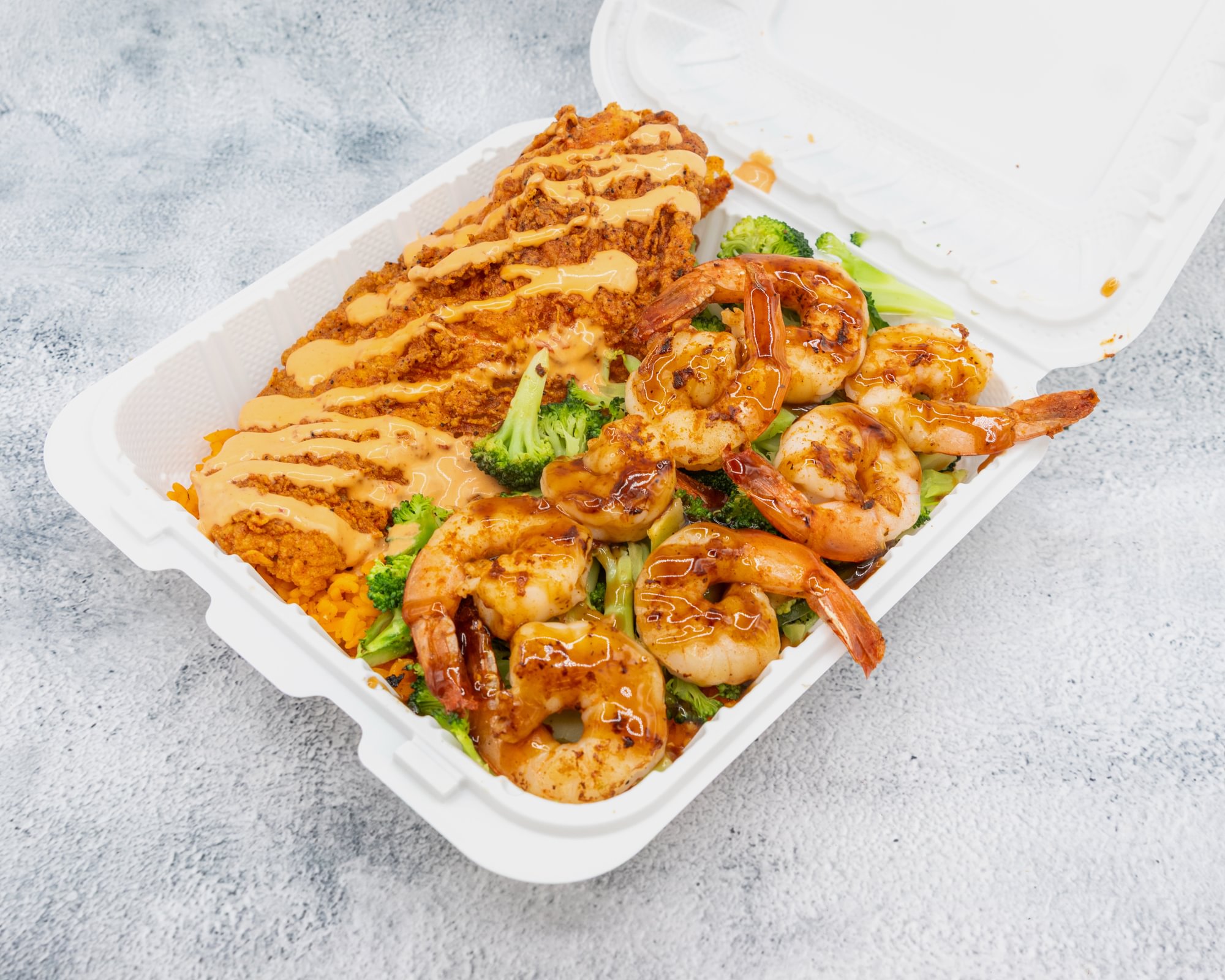 Deep-Fried Catfish & Shrimp Stir-Fry Dinner