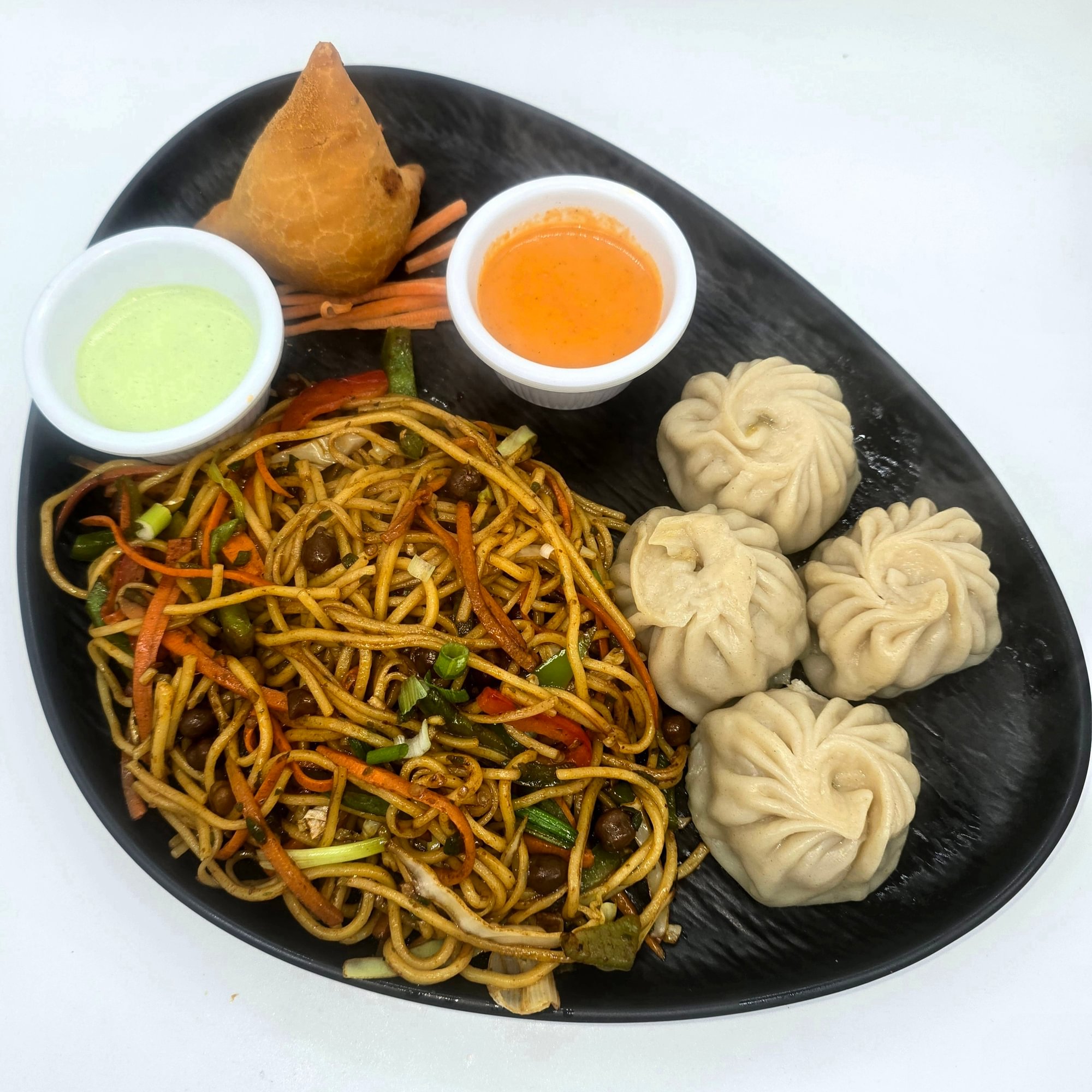 Chicken Momo & Veg Chow Mein (Lunch)