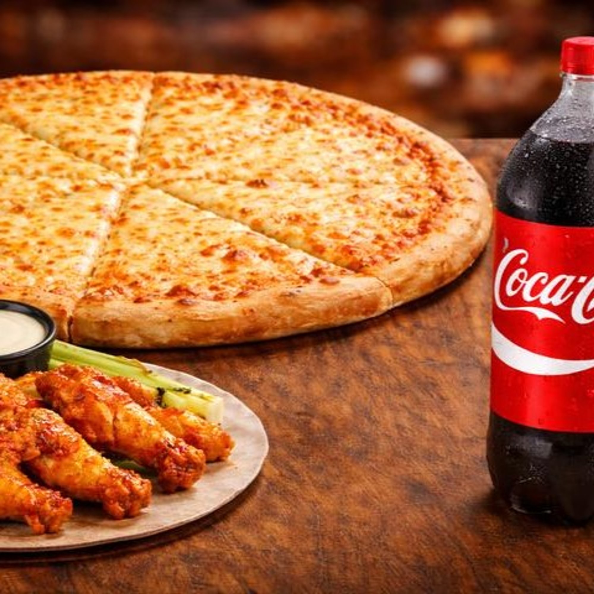 Jumbo Cheese Pizza + 8pcs Wings + 2-Liter Drink