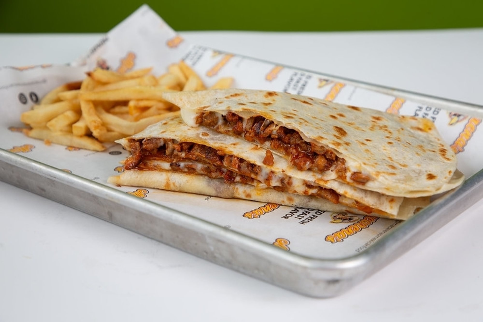 Adobada (marinated pork) quesadilla