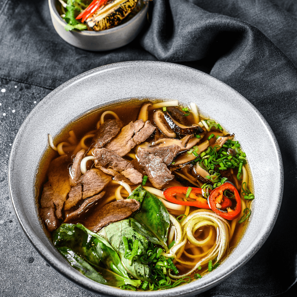 6. Well Done Flank and Meatballs Noodle Soup