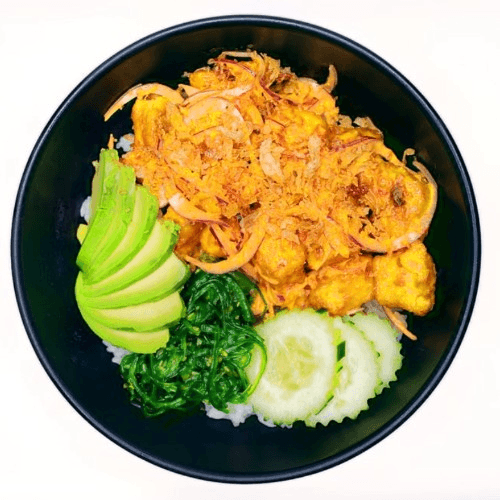 Spicy Garlic Tofu Poke Bowl