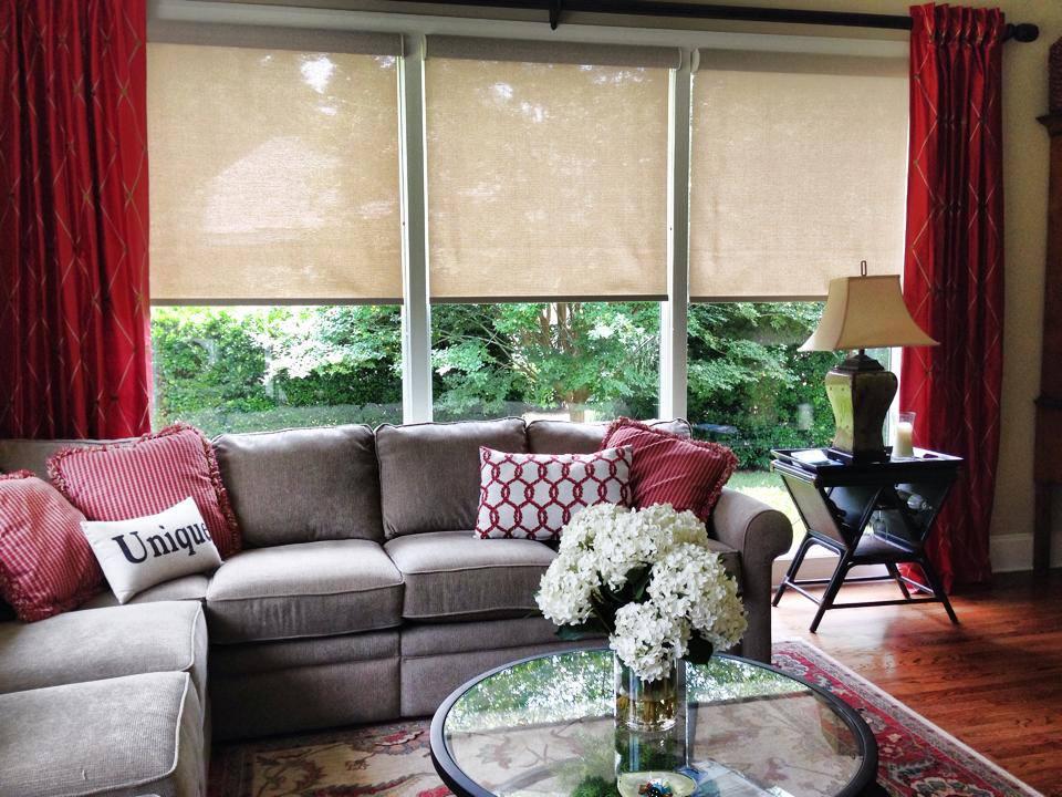 These sheer roller shades maintain a view of the Skidaway Island landscape while reducing the glare and heat of the summer sun.