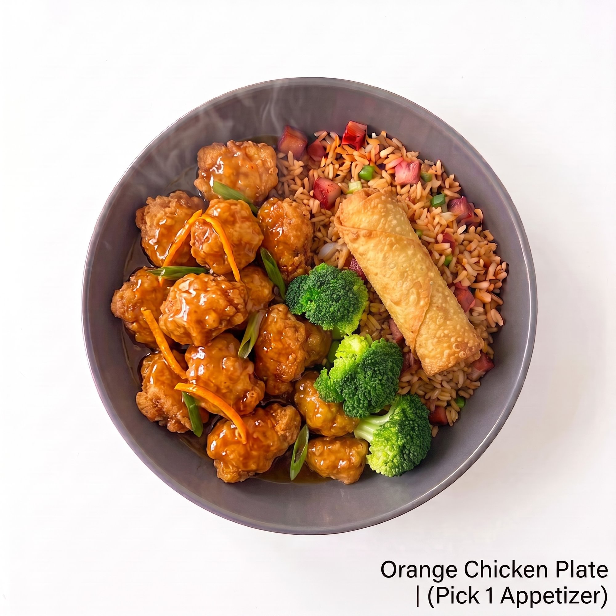 Orange Chicken Plate (Pick 1 Appetizer)