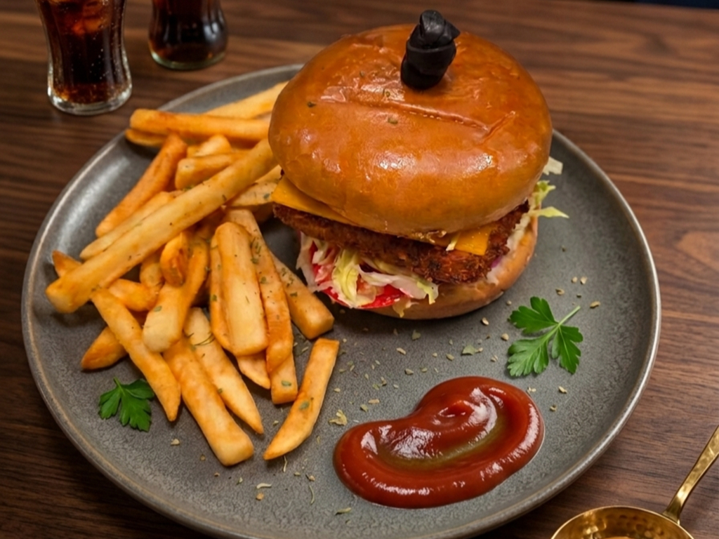 Fusion Burger With Fries