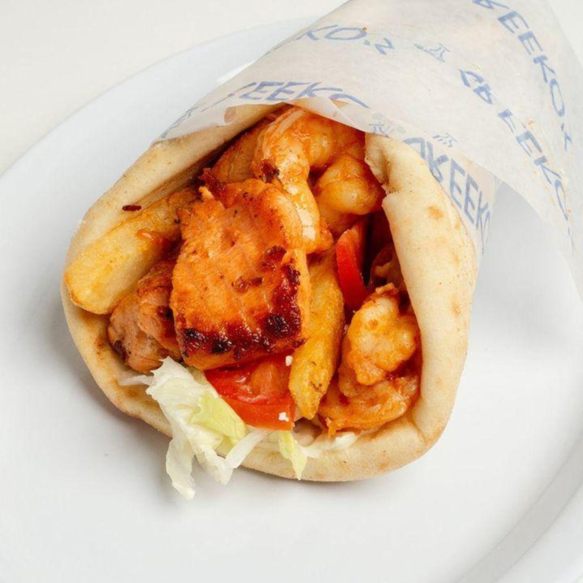 Giant Shrimp and Salmon Pita