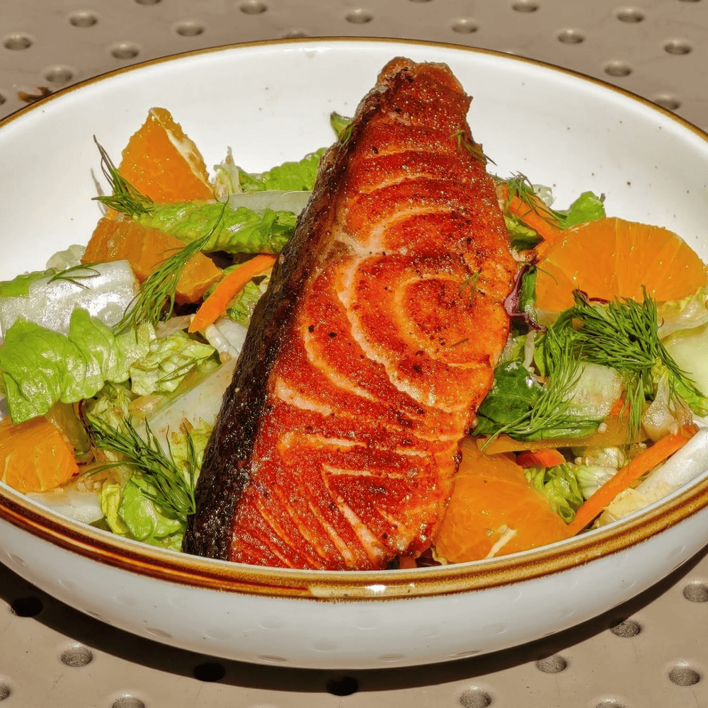 grilled skandi salmon salad