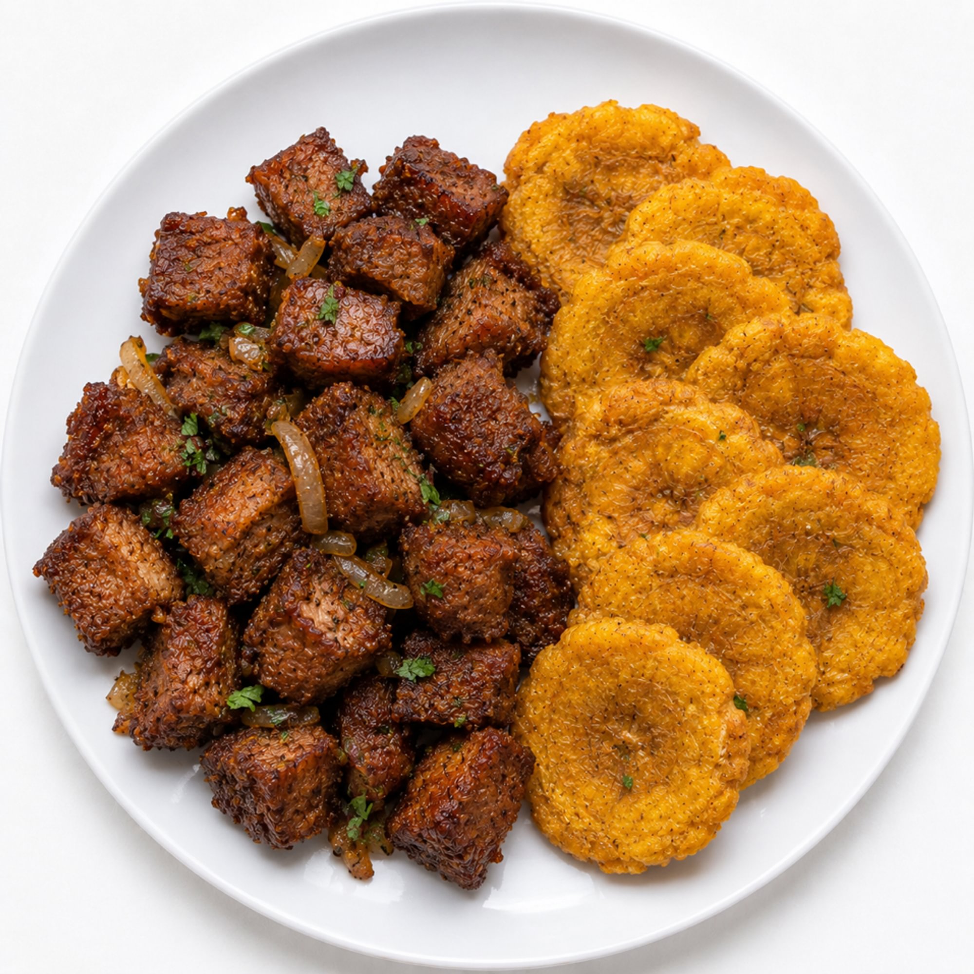 Carne Frita de Cerdo with Tostones