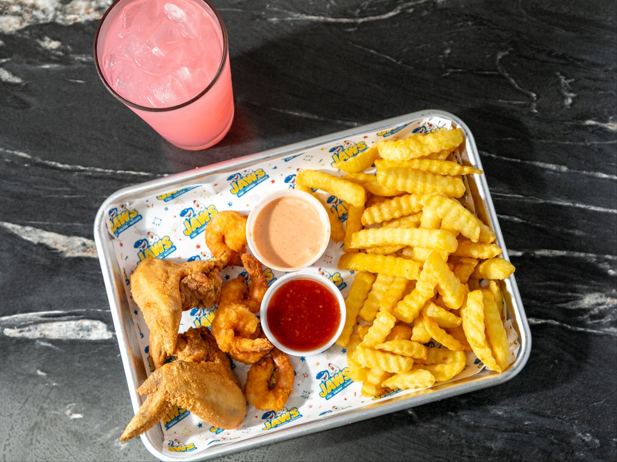 Combo #3: (5 Shrimp & 2 Wings or Leg N' Thigh)