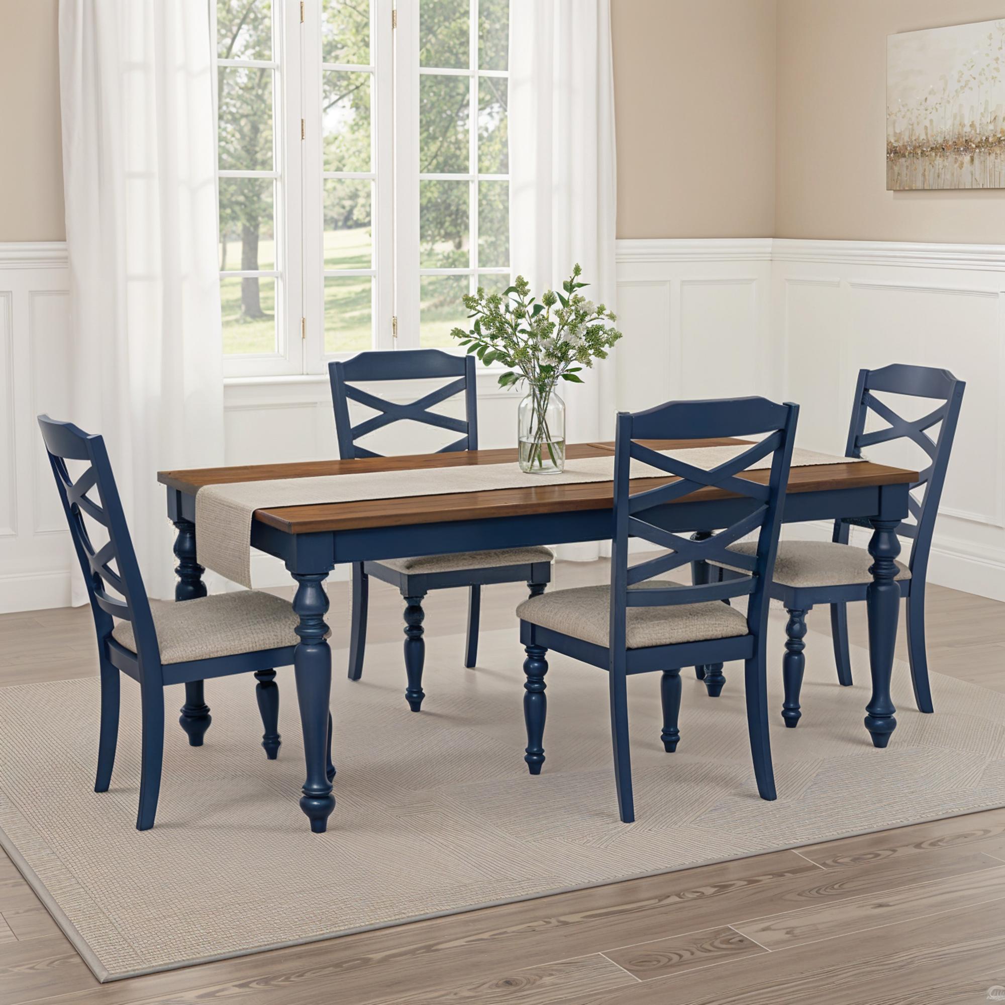 Trimble 5-Piece Dining Set w/ Table, Chairs, & Chair - Navy