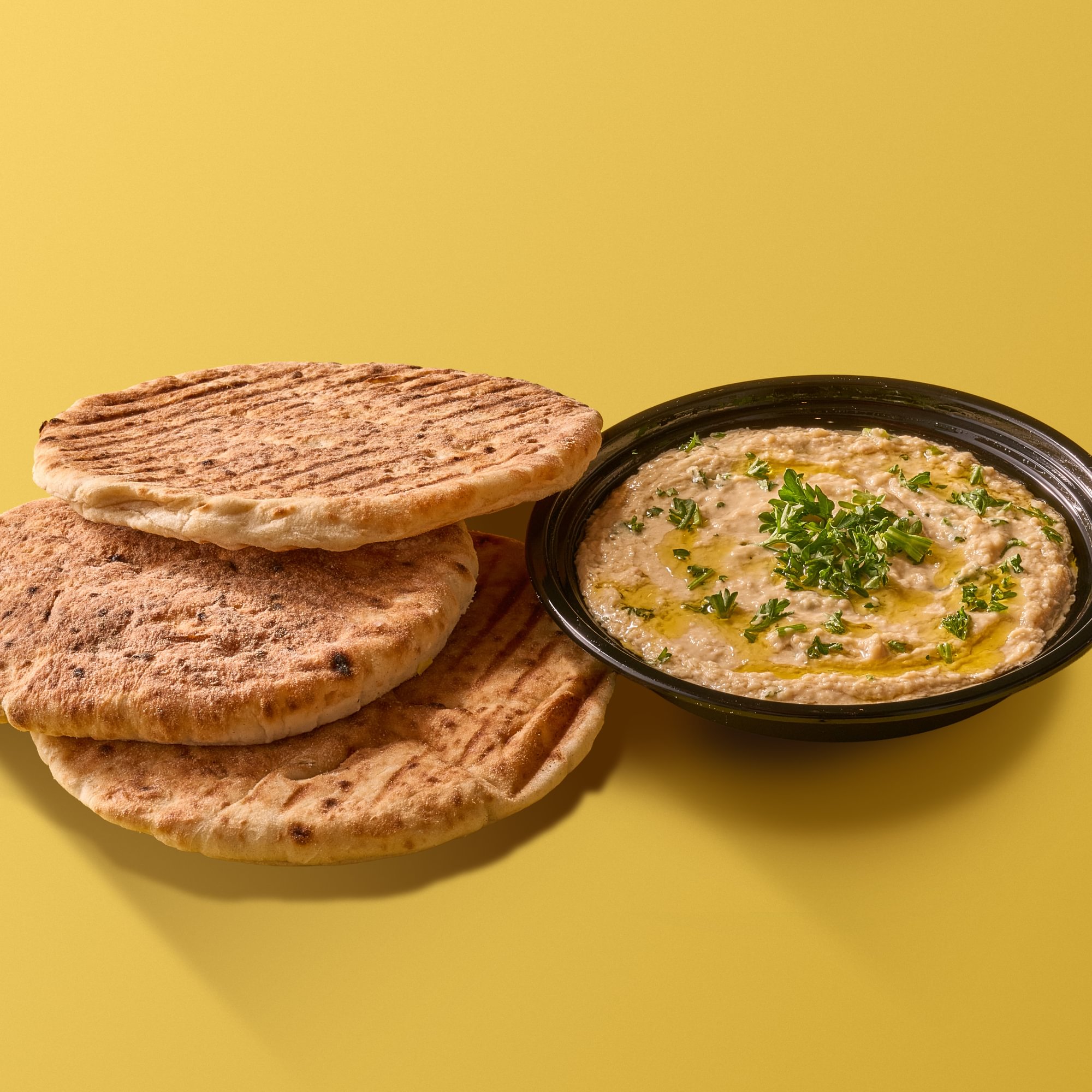 3 Toasted Pitas & Large Hummus