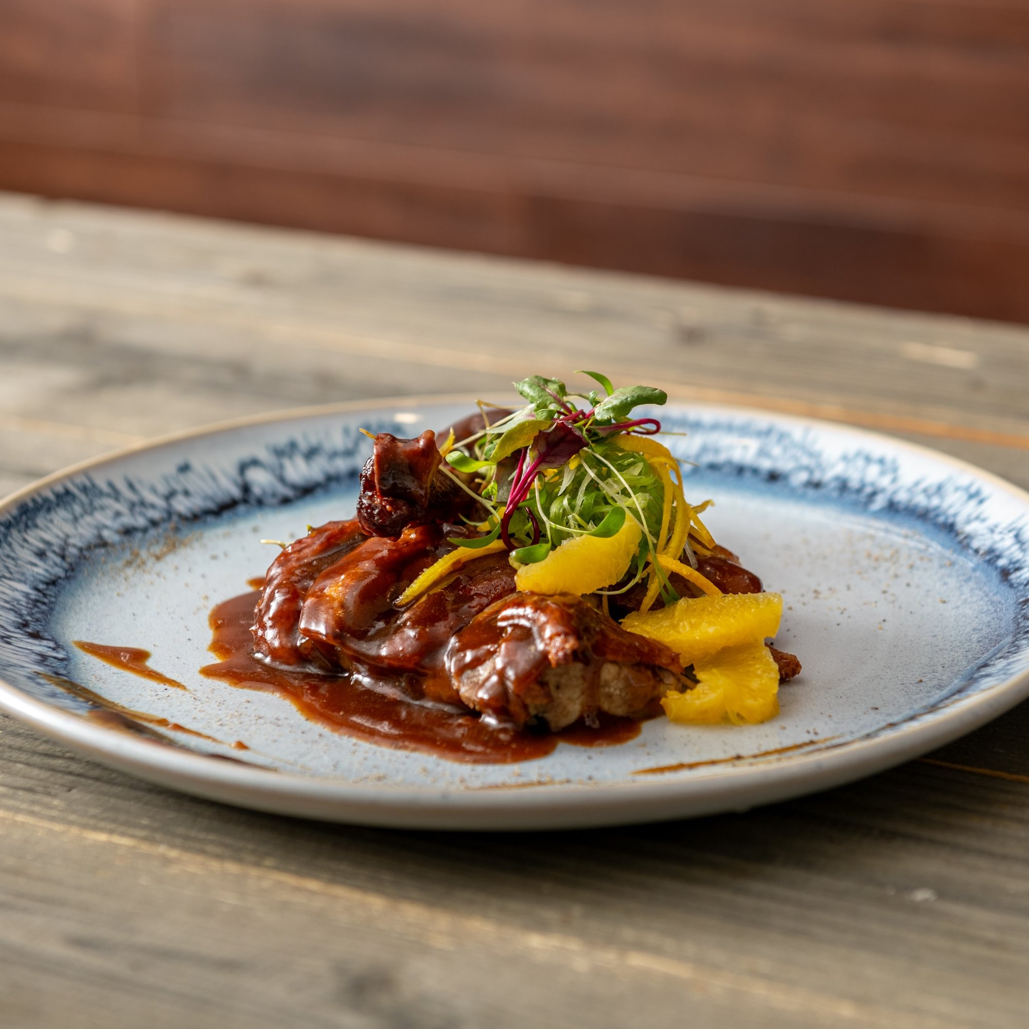 Duck Canton with Caramel-Coffee Orange Sauce