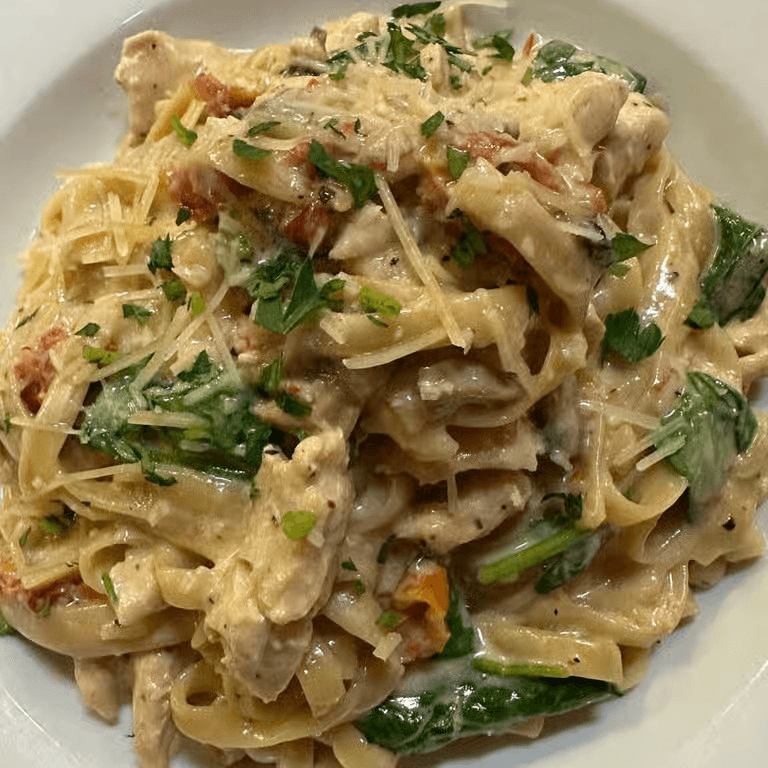 Fettuccine with chicken dinner
