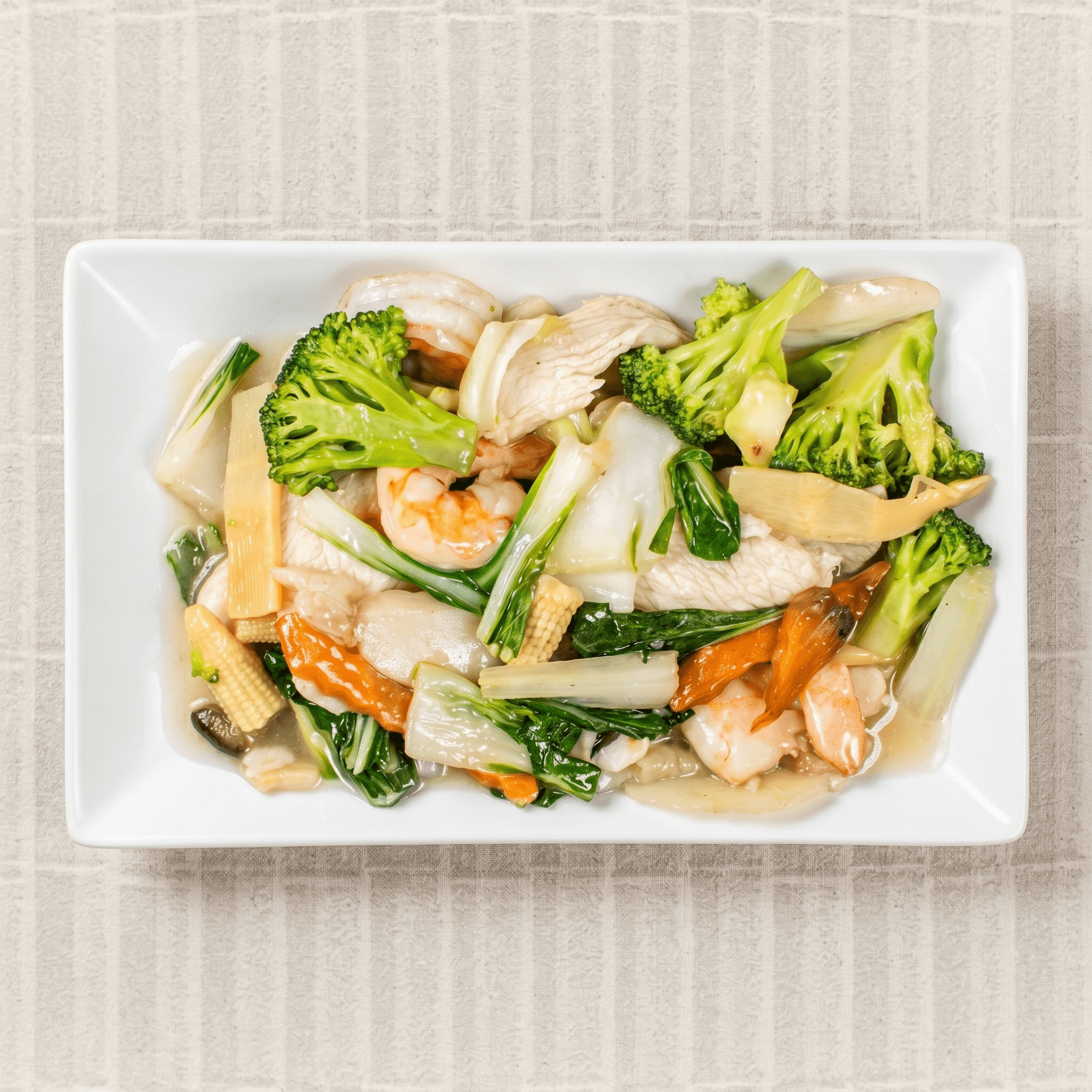 Long Foung Gai Kew/ Chicken & Shrimp with Chinese Vegetables