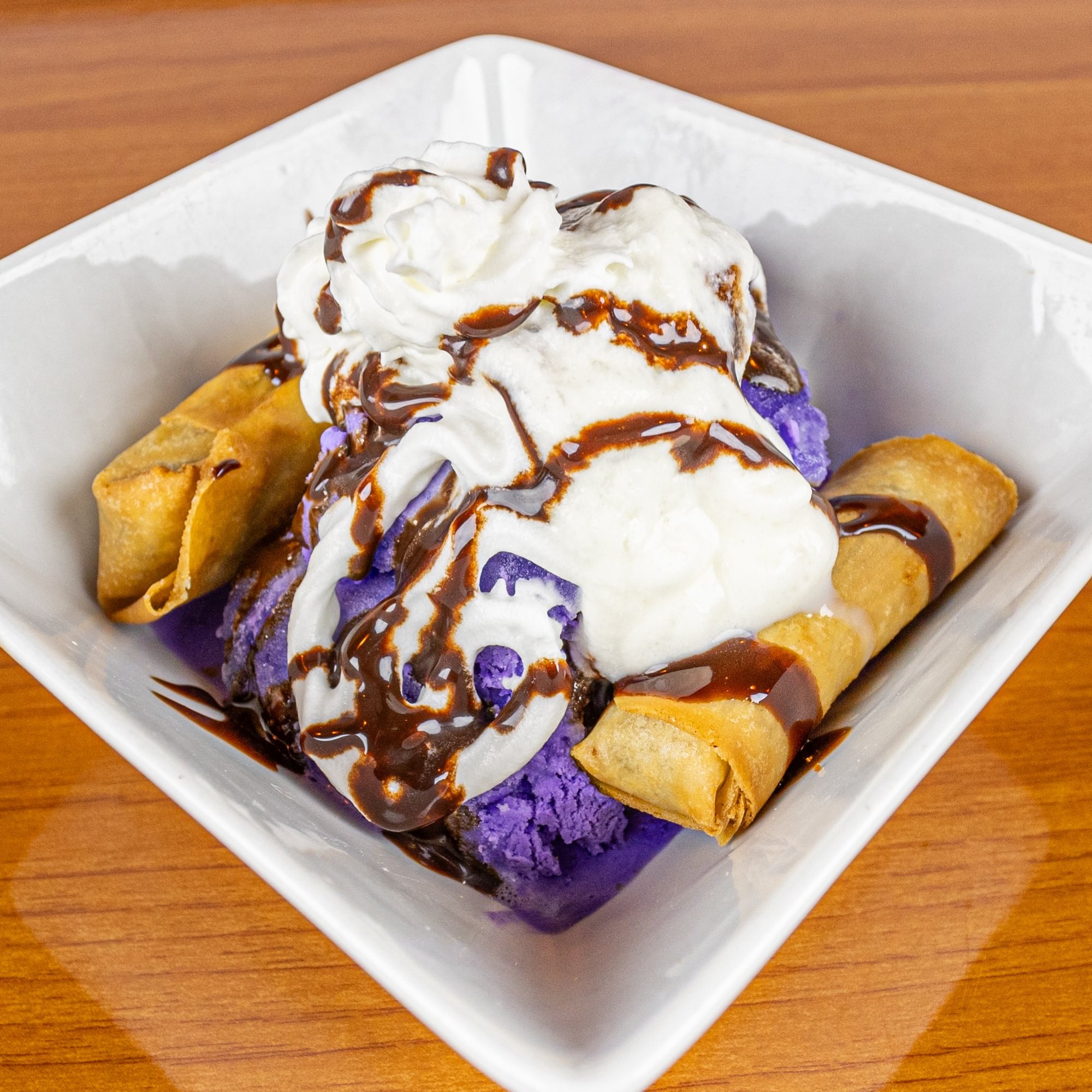 Fried Banana with Taro Ice Cream